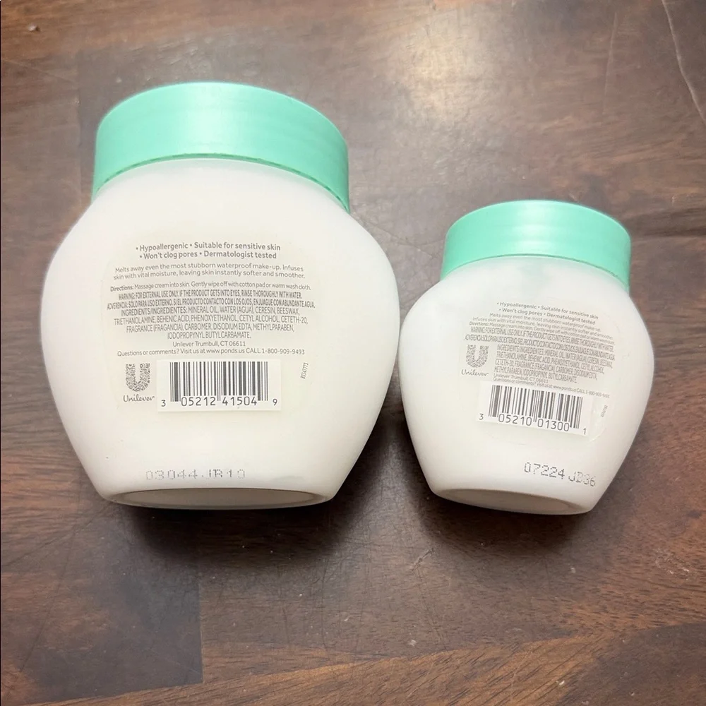 Ponds Cold Cream Makeup Remover‎ 2 Sizes Lot